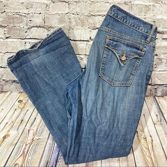 Gap Jeans Women’s Blue Sz.10A Blue Dark Wash Curvy Flare Bottom Pants Rocker - Picture 3 of 6